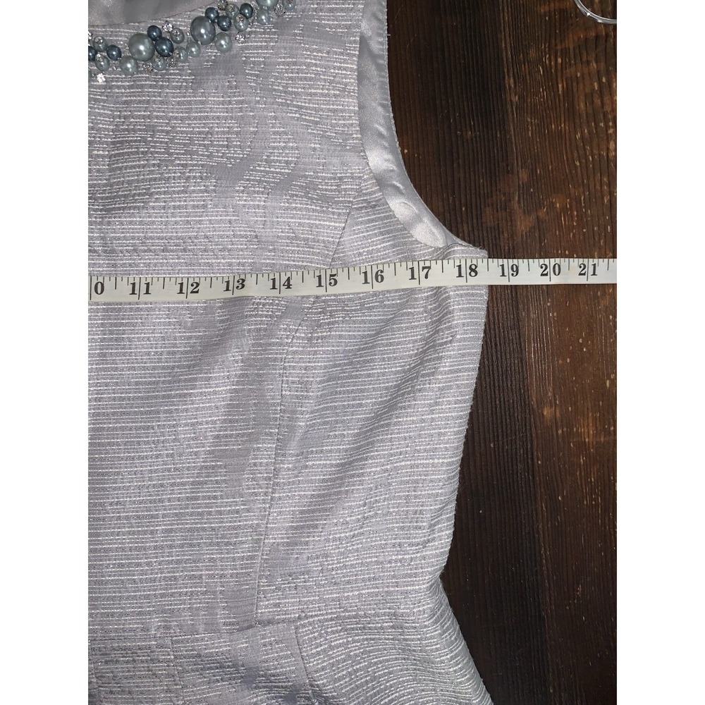 Tahari sz 8 Holiday‎ beaded neck sleeveless sparkly  dress - Picture 5 of 7